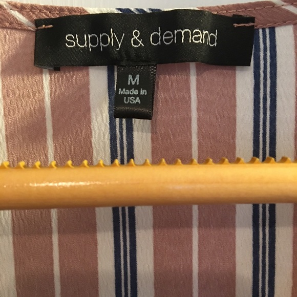 🦚Satin Blouse Light Pink, White and Blue M - Picture 5 of 5